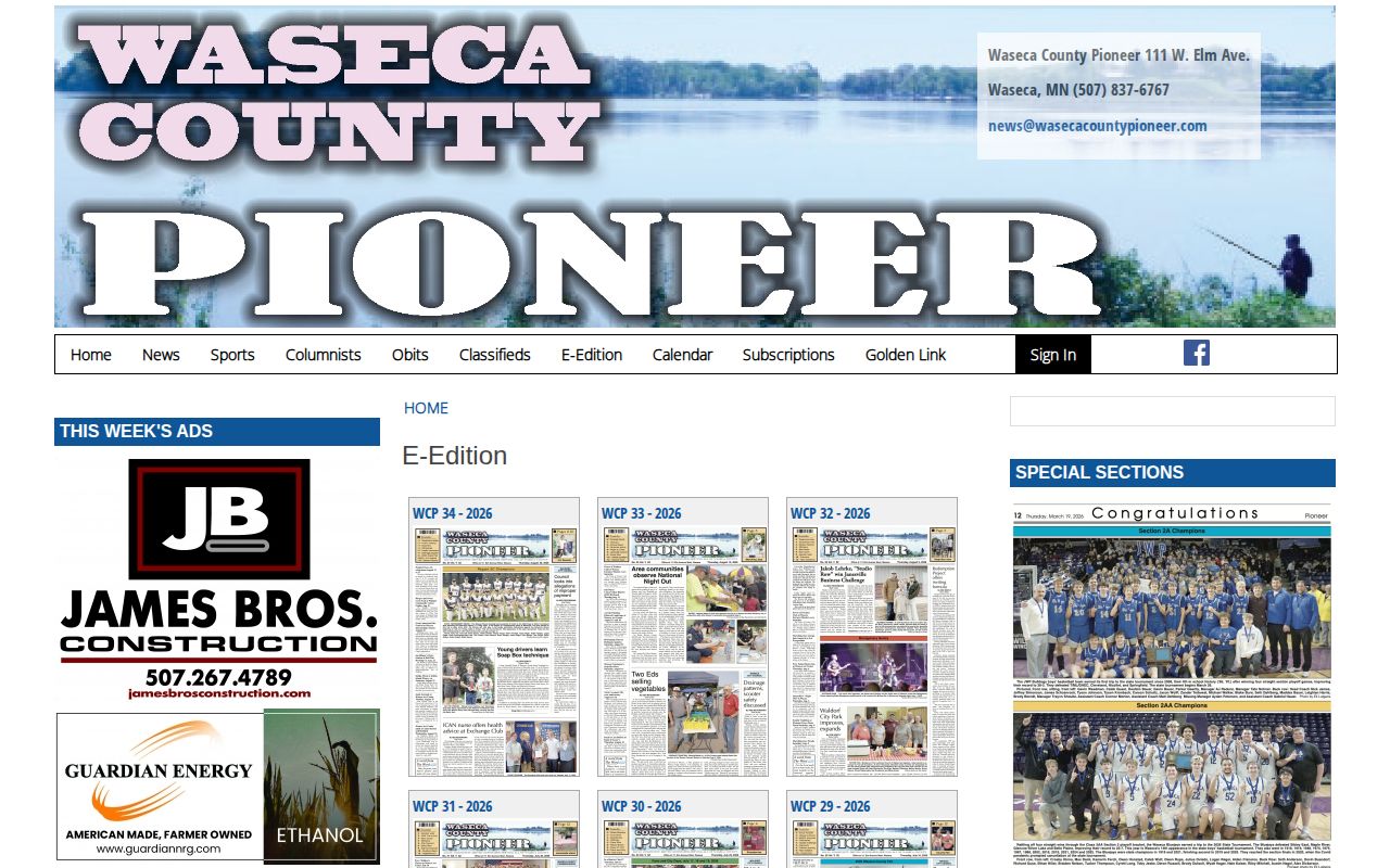 Waseca County booking-record news e-edition screenshot